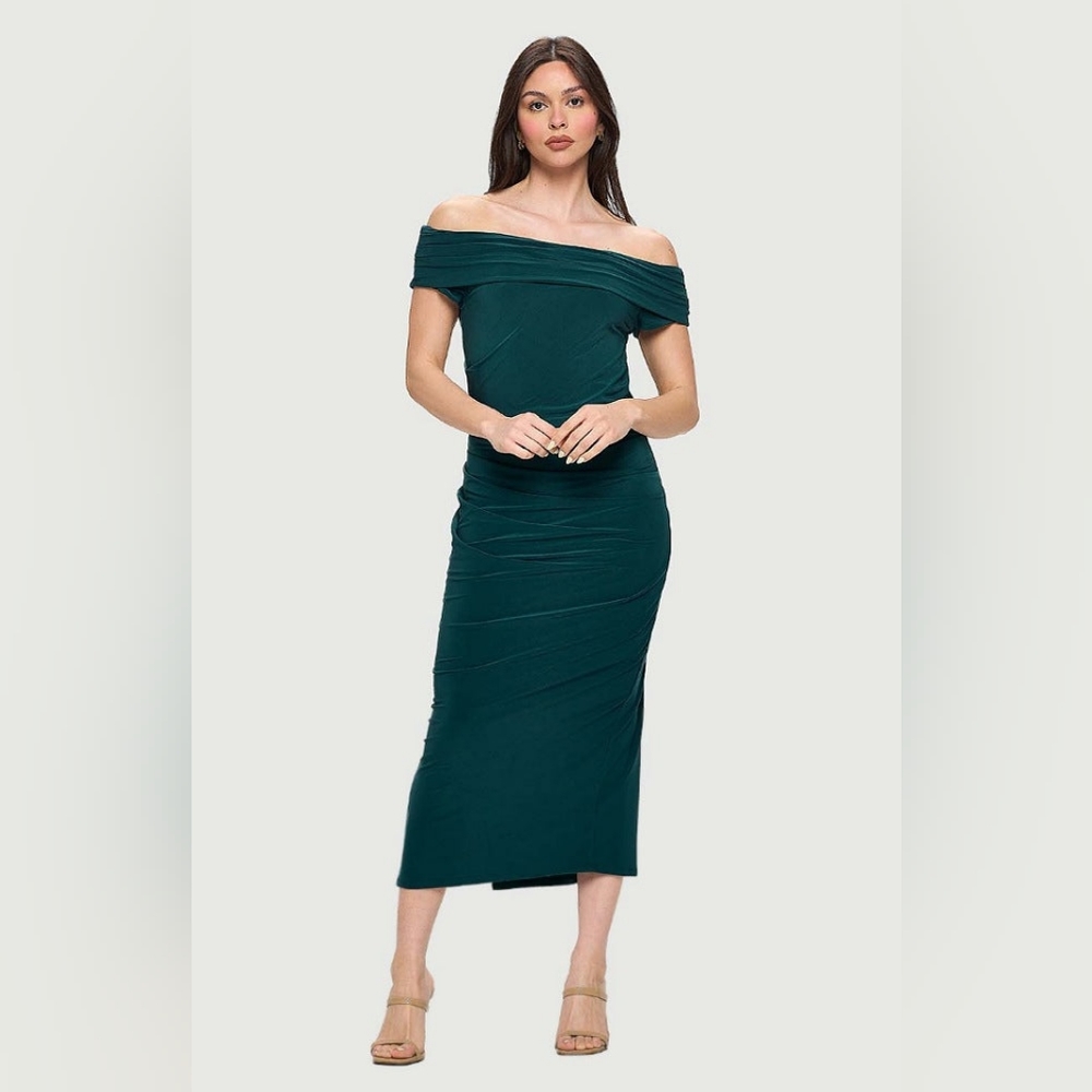 Boat Neck Maxi Dress with Side Slit